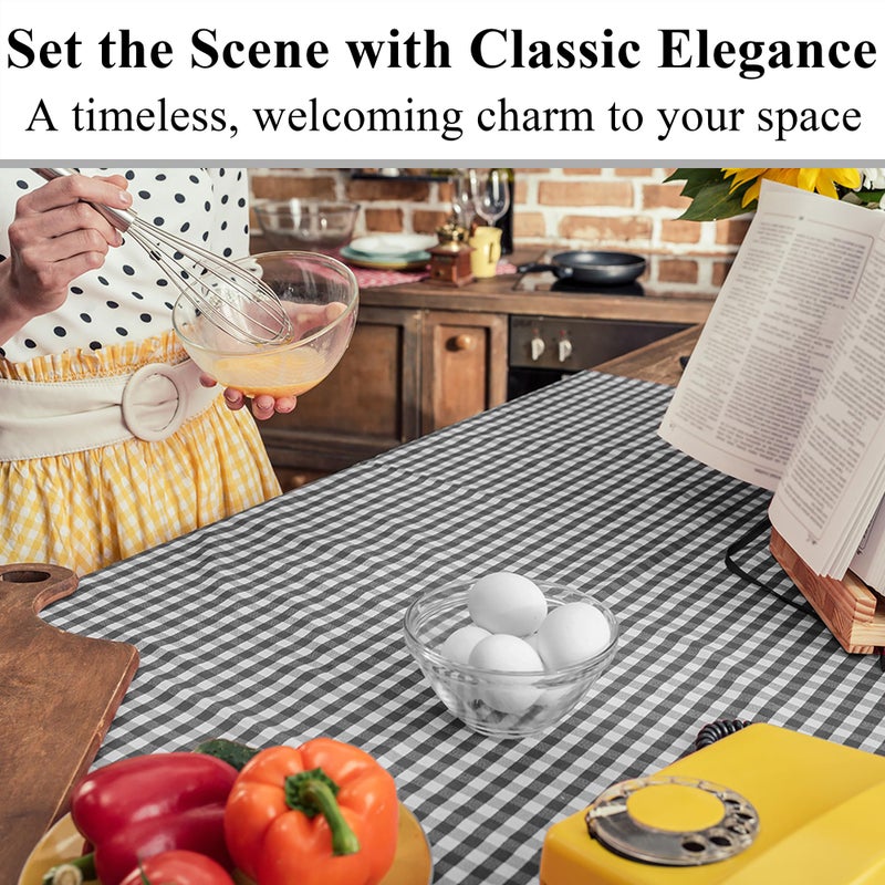 C CRYSTAL LEMON Black and White Striped Tablecloth Pack of 4 - Black and White Checkered Tablecloth for Picnic Table - Vinyl Black Table Cloth Plastic for Outdoors and Camping - Image 3
